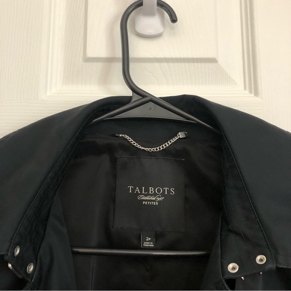 Talbots Petite Women's Double Breasted Belted Long Trench Coat in Black 2P - Picture 13 of 16